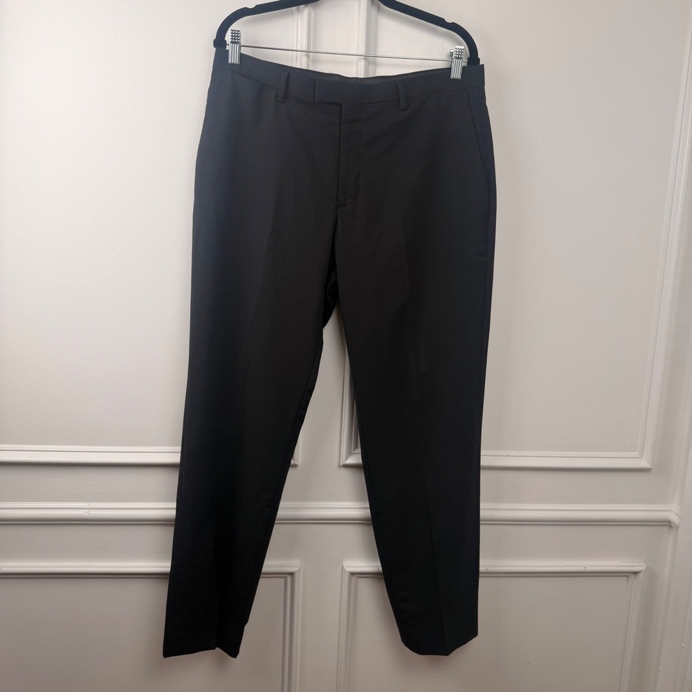 Banana Republic Marzotto Italian Wool Slim Fit Dress Pants Charcoal Grey 33x32